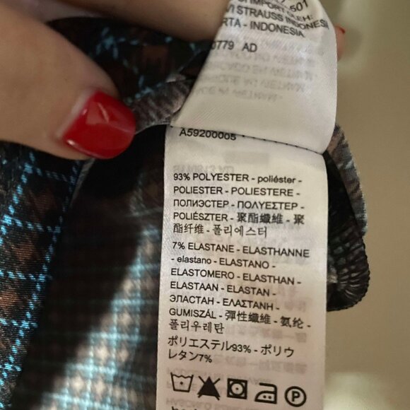 NWT Levi's Houndstooth Mock Neck Long Sleeve Second Skin Stretchy Fitted Top XS - Picture 7 of 8